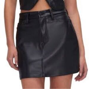 Good American 8 black faux leather skirt womens 29” casual mini concert party